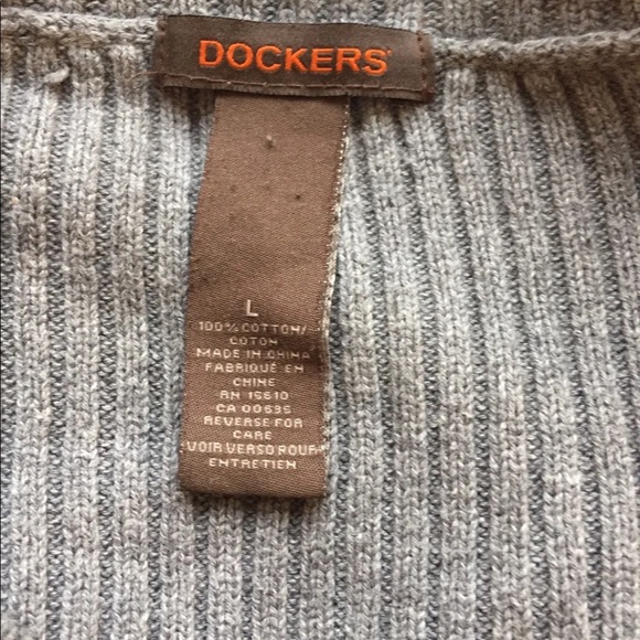 Dockers Men V Neck Sweater Large Gray Cotton - Picture 5 of 12